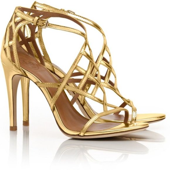 Tory Burch Shoes - Tory Burch Amalie Gold High Heel Sandals Size 7.5